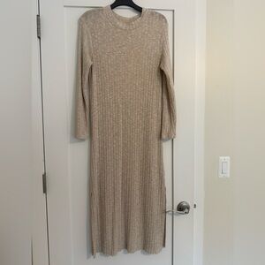 Topshop Ribbed Midi Knit Dress Oatmeal Size 6